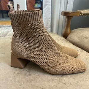 Vivaia Tan Knit Ankle Boots